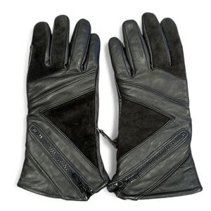 Highway Motorcycle Leather & Suede Gloves with Zipper Detail Size Small